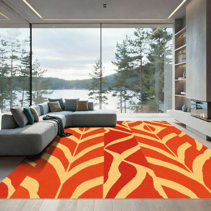 Bold Orange Red Abstract Stripe Rug