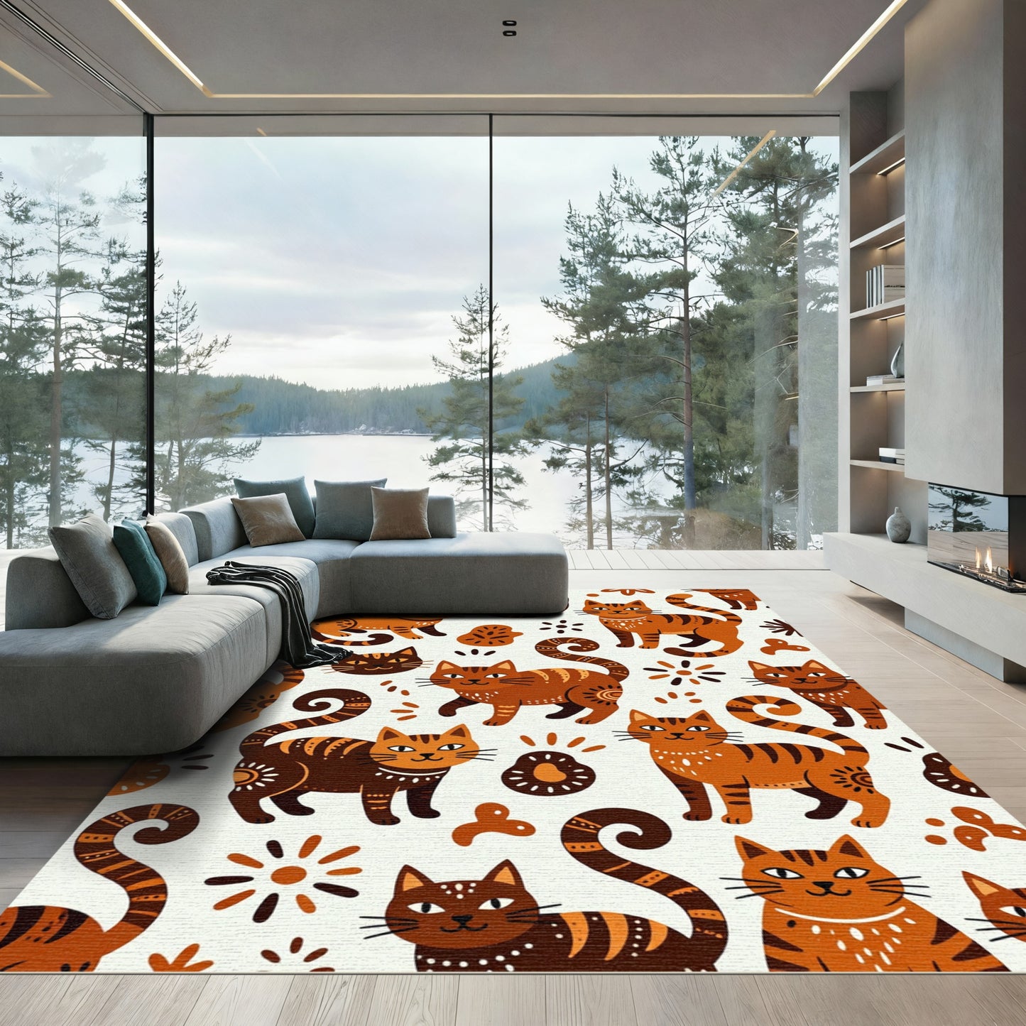 Orange Brown Tabby Cat Collage Rug