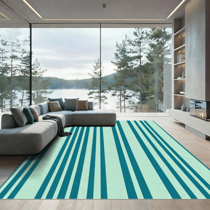 Teal Mint Vertical Stripe Rug
