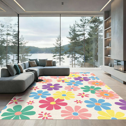 Colorful Retro Daisy Garden Rug
