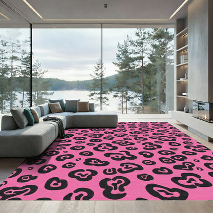 Bold Pink Leopard Spots Rug