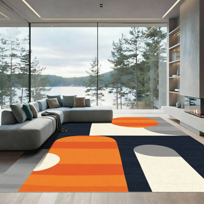 Abstract Orange Gray Rounded Shapes Rug