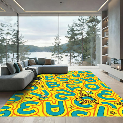 Yellow Safari Animals Alphabet Fun Rug