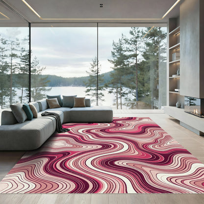 Crimson Pink Marble Flow Rug
