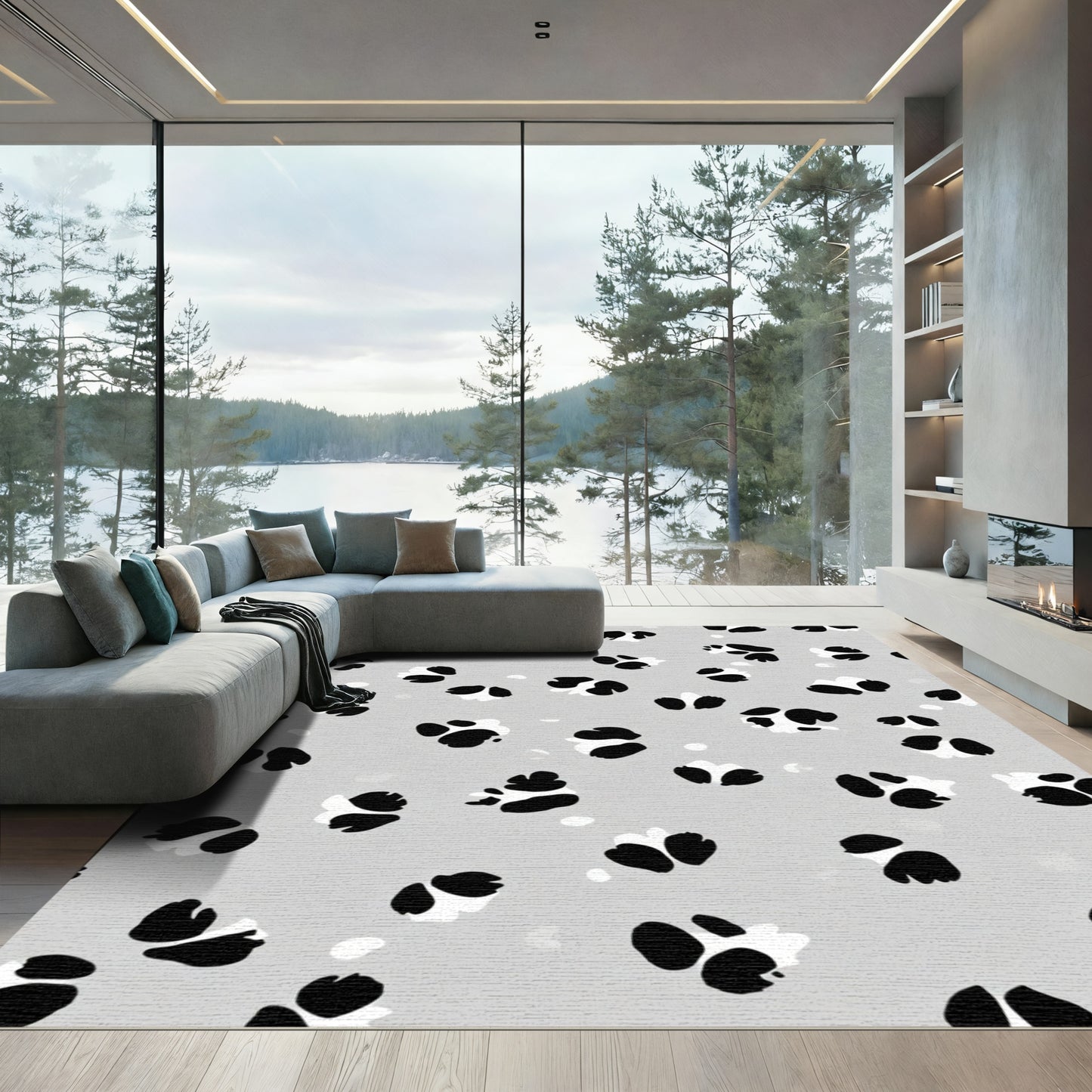 Gray Dalmatian Spot Pattern Rug