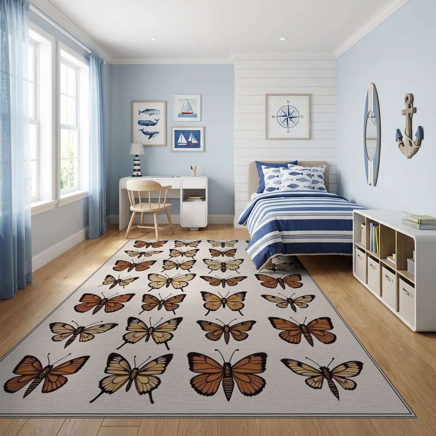 Warm Tones Butterfly Pattern Rug