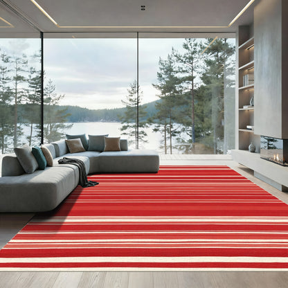 Vibrant Red Striped Horizon Rug