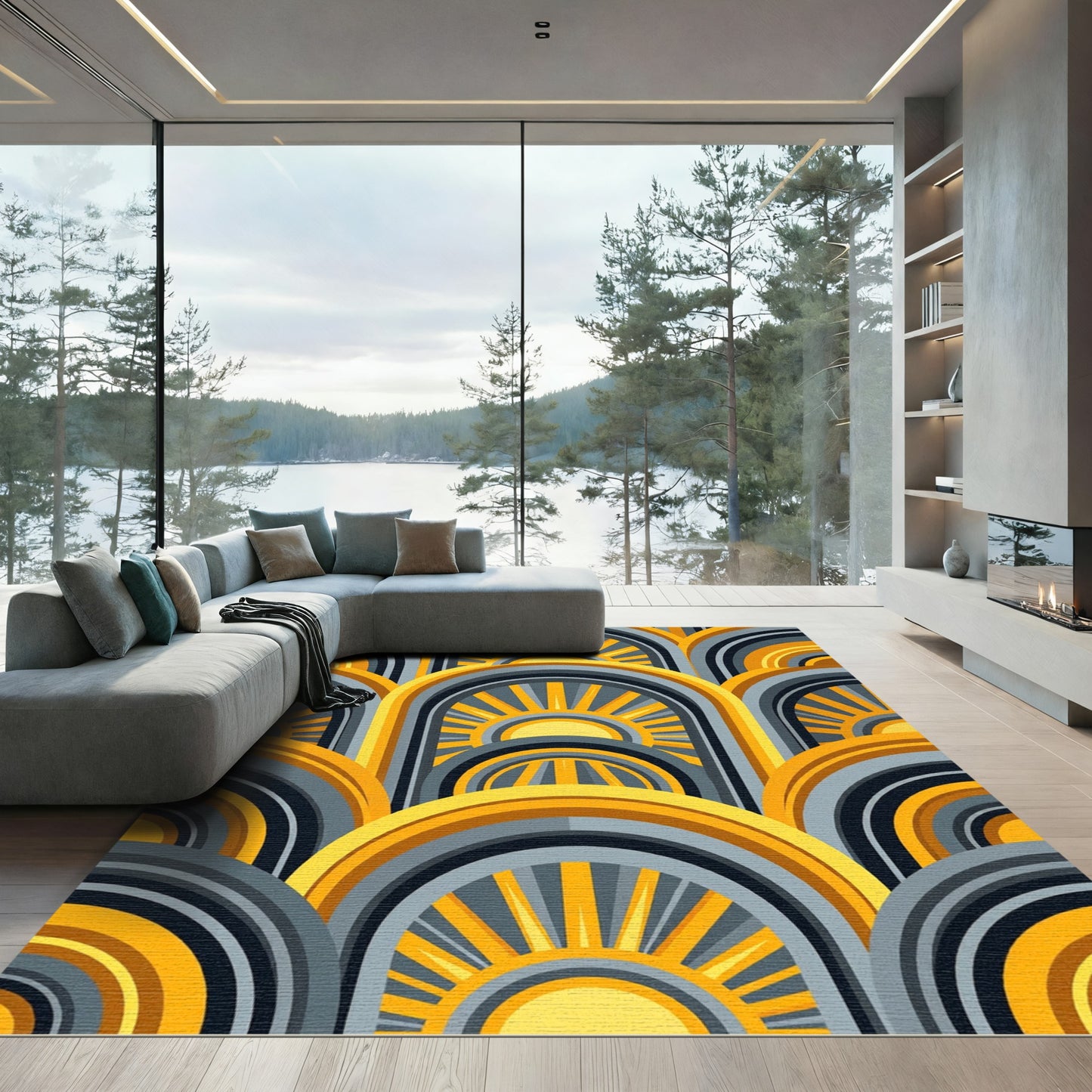 Golden Arches Sunburst Overlap Rug