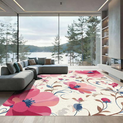 Pink Floral Vine Garden Abstract Rug
