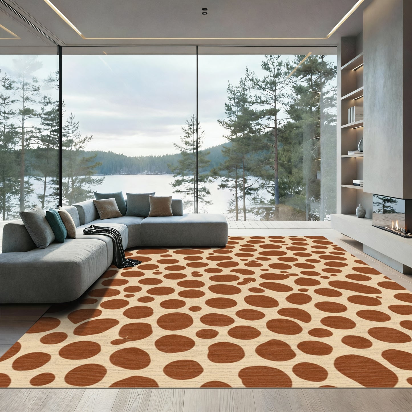 Brown Polka Dot Spots Rug