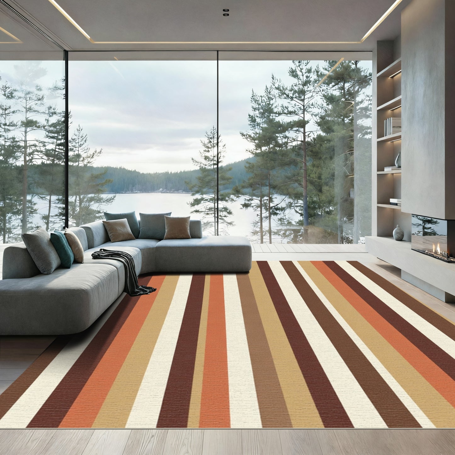 Russet Amber Vertical Lines Rug