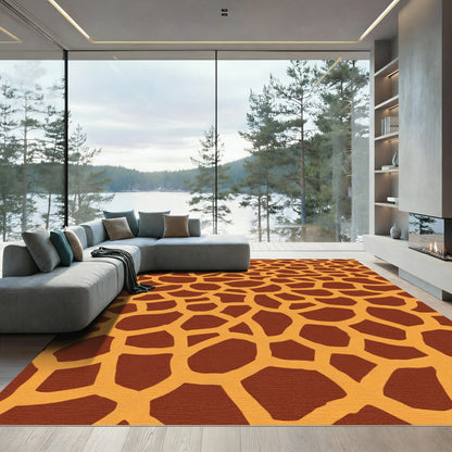 Warm Brown Giraffe Spot Rug