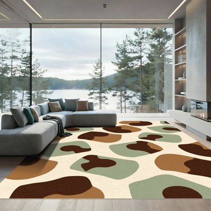 Earthy Abstract Blob Pattern Rug