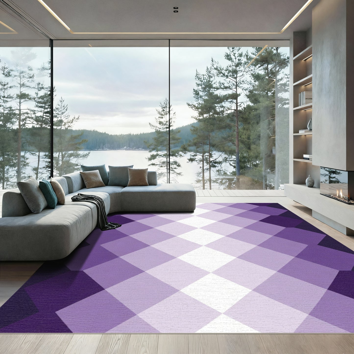 Amethyst Diamond Gradient Rectangles Rug