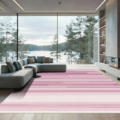 Mauve Lined Horizon Abstraction Rug