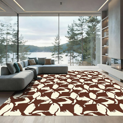 Chocolate Cream Abstract Animal Shapes Rug