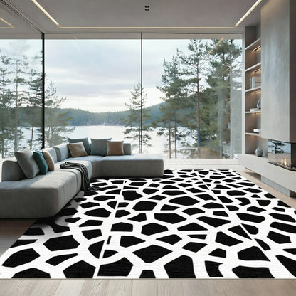 Mono Black Geometric Overlay Rug