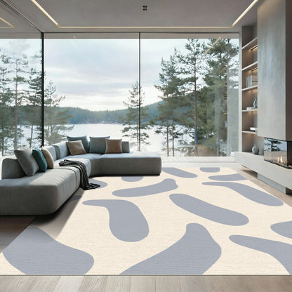 Pale Yellow Gray Organic Blob Rug