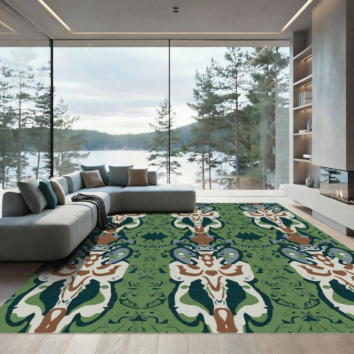 Green Emerald Abstract Symmetry Rug