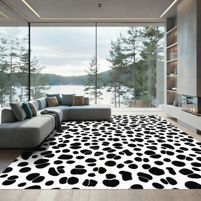 Black White Dalmation Spot Area Rug