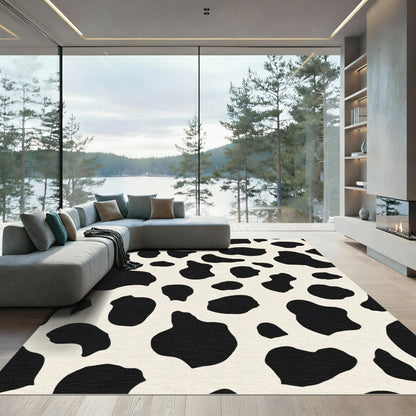 Black White Holstein Spots Rug
