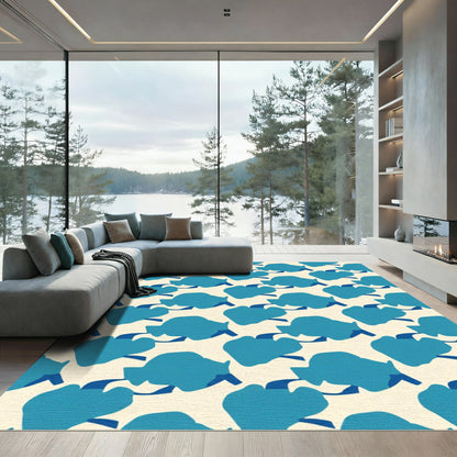 Modern Teal Cloud Abstract Rug