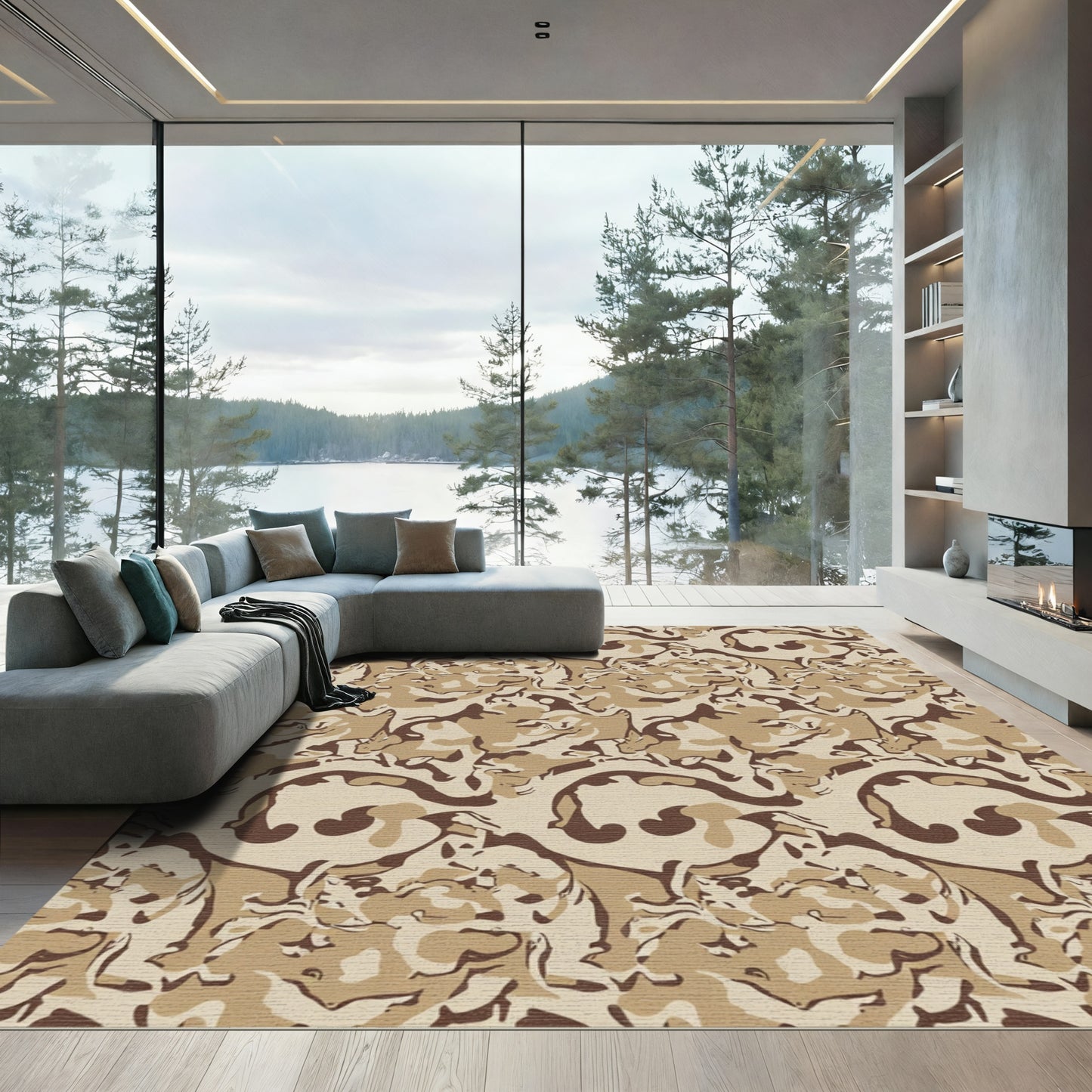 Desert Camouflage Swirl Abstract Rug