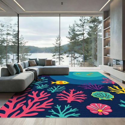 Vibrant Coral Fish Underwater Scene Rug