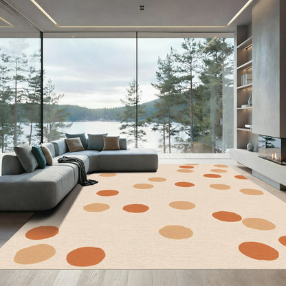 Terracotta Tan Polka Dot Scattered Rug