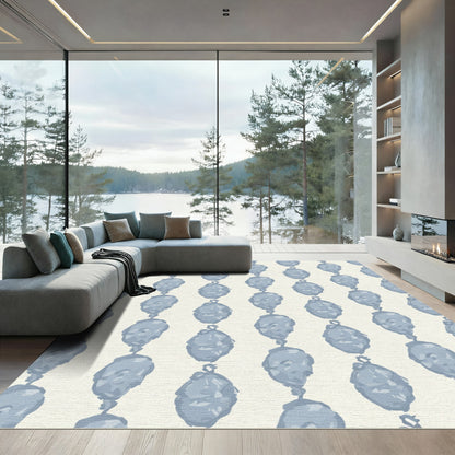 Soft Blue Dangling Oval Garland Rug
