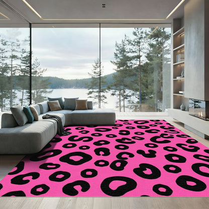 Bold Pink Black Spots Rug