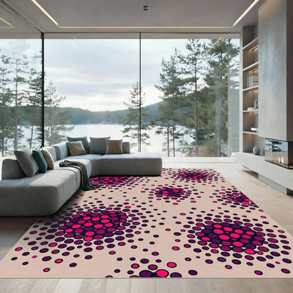Pop Art Pink Crimson Circles Rug