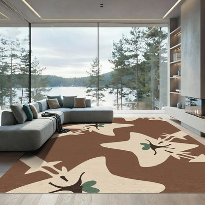 Cream Brown Abstract Starburst Rug