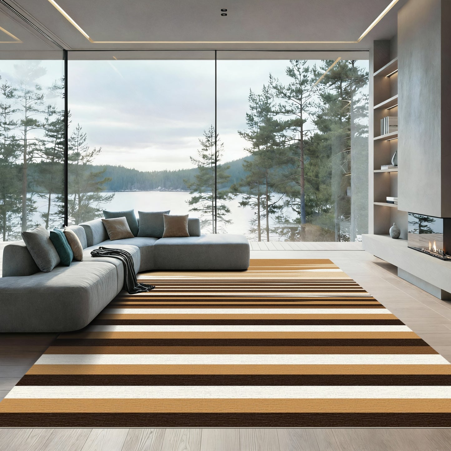 Earthy Layered Landscape Horizon Rug