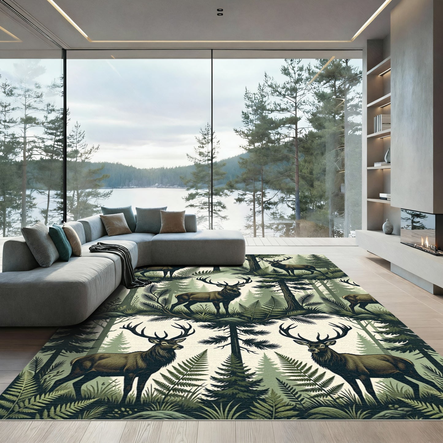 Majestic Forest Elk Woodland Nature Rug