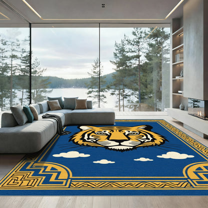 Golden Tiger Face With Blue Sky Rug
