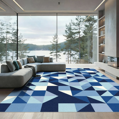 Mid Century Blue Geometric Accents Rug