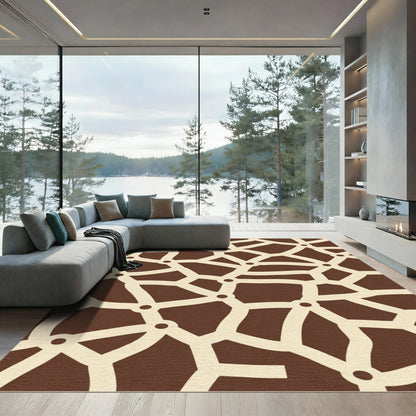 Brown beige irregular network art Rug