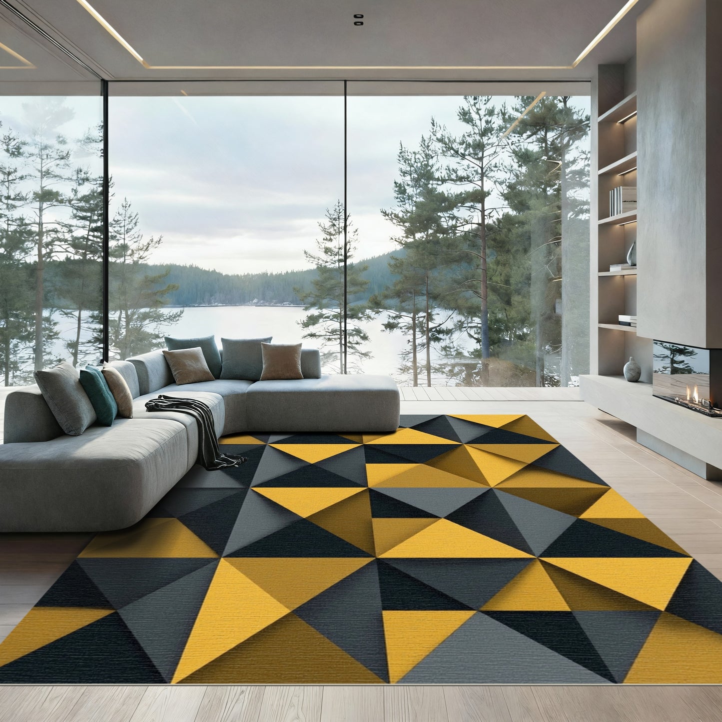 Chic Geometric Diamond Textured Rug