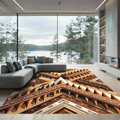 Earthy Geometric Tribal Arrows Rug