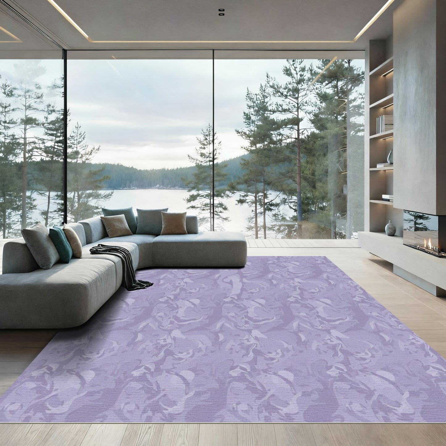 Lavender Abstract Swirl Texture Rug