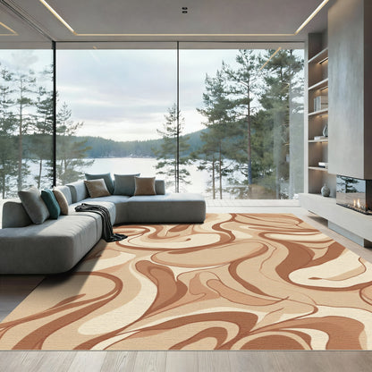Earthy Swirl Abstract Flow Rug