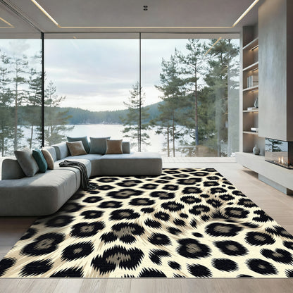 Bold Neutral Leopard Animal Skin Rug