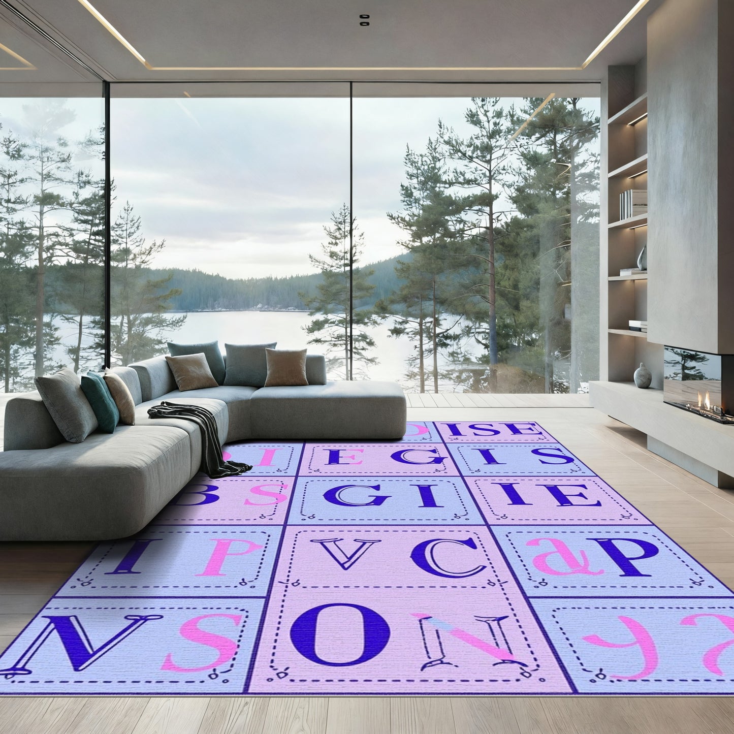 Pastel Alphabet Blocks Graphic Rug