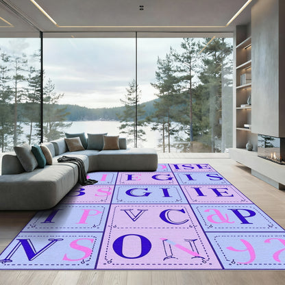 Pastel Alphabet Blocks Graphic Rug