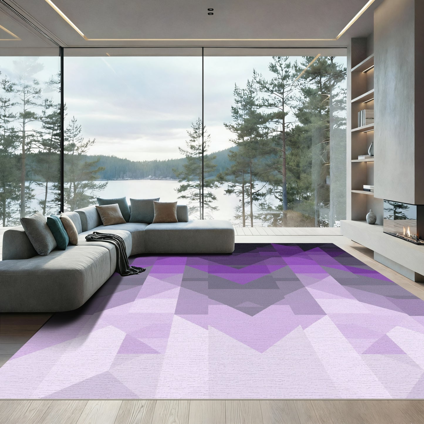 Gradient Purple Geometric Peaks Rug