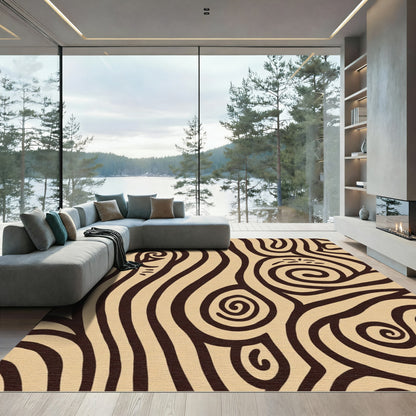 Brown Organic Swirl Abstract Rug