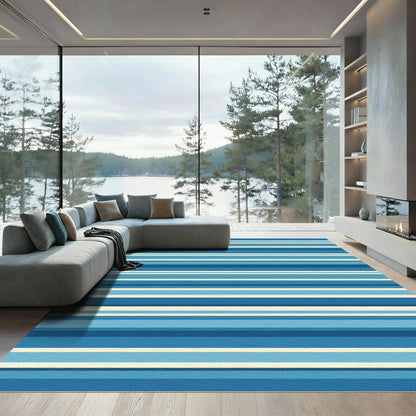 Ocean Blues Contemporary Stripe Rug