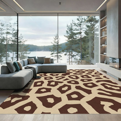 Brown Tan Organic Spots Rug
