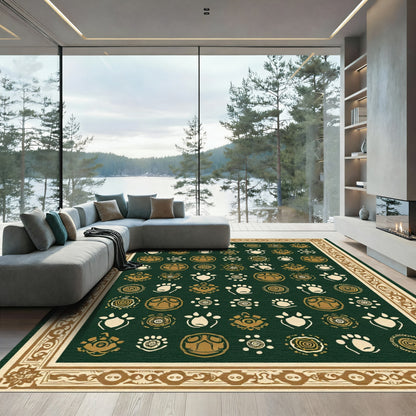 Earthly Paw Print Circular Ornament Rug